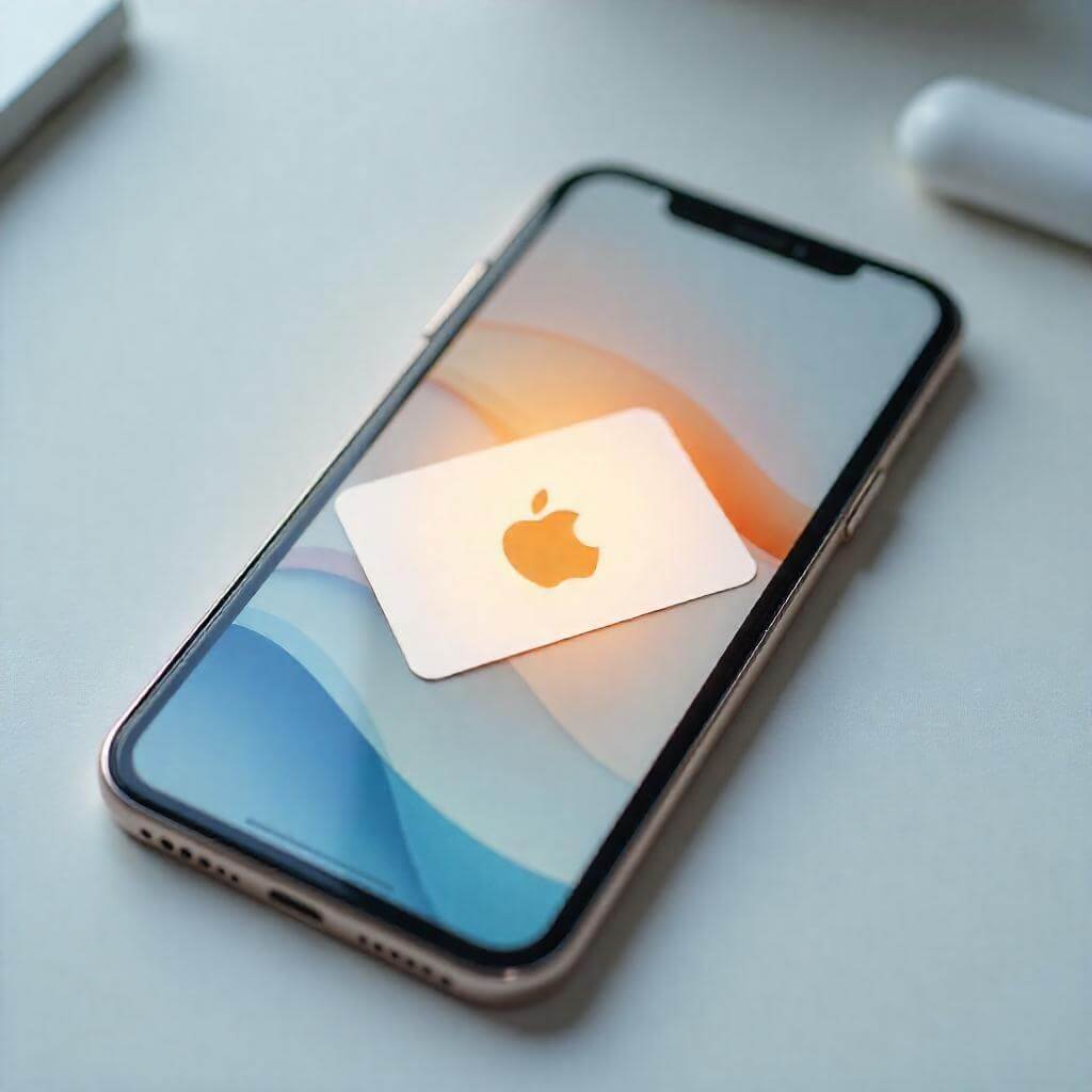 Digital Apple Gift Card on a smartphone screen with a minimalist background.