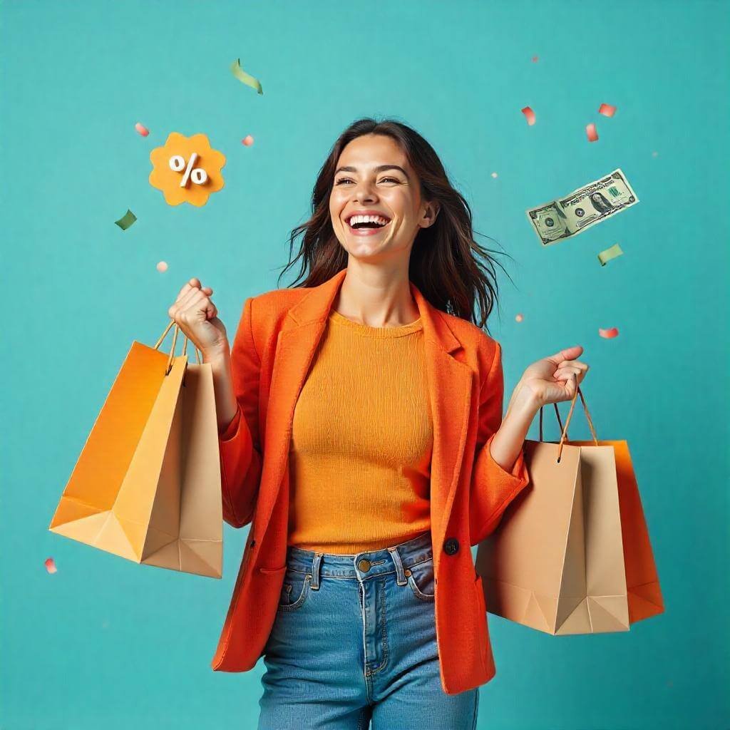 Use a minimalist background to keep the focus on the shopper.
