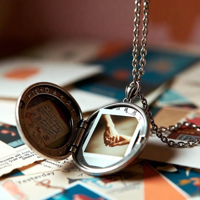 Blurry gift handoff: glowing music box to puzzled mom.