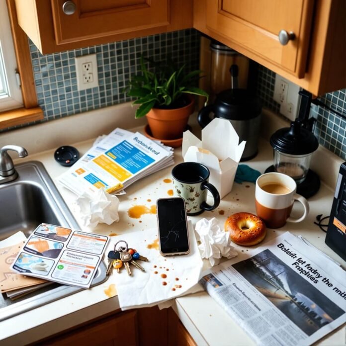 Cracked phone in coupon chaos on rainy morning